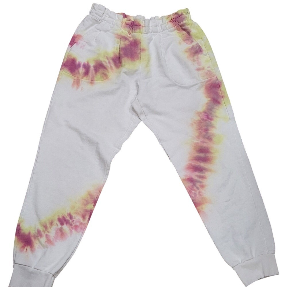 Something‎ Navy Elastic Waist Tie Dye Sweatpant Comfy Lounge Pink Yellow Large